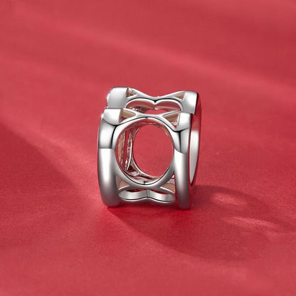 925 Sterling Silver Platinum Plated Pink Heart Diy Beads