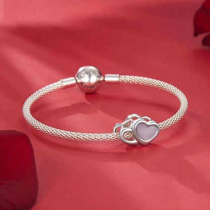 925 Sterling Silver Platinum Plated Pink Heart Diy Beads