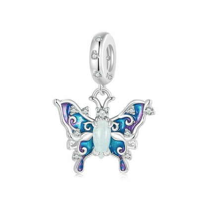 925 Sterling Silver Platinum Plated Luminous Butterfly Pendant
