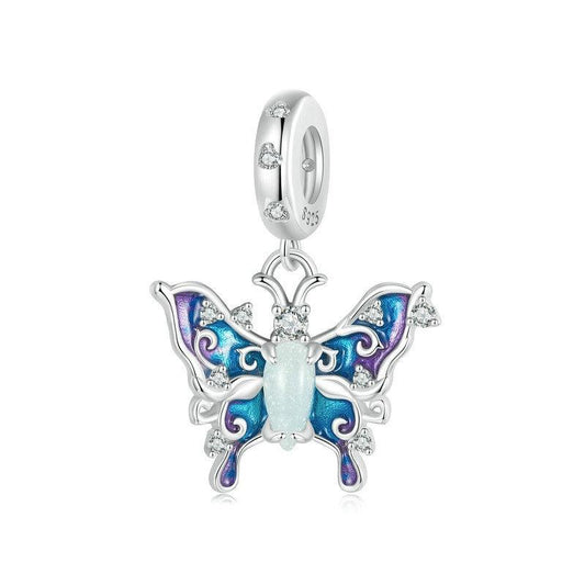925 Sterling Silver Platinum Plated Luminous Butterfly Pendant