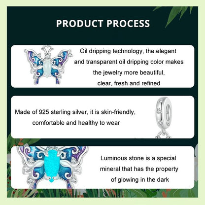 925 Sterling Silver Platinum Plated Luminous Butterfly Pendant
