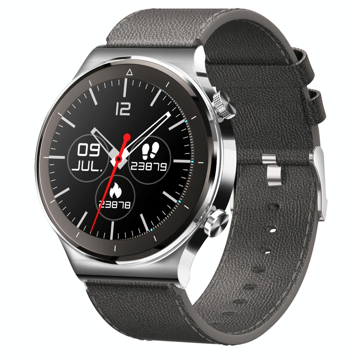 1.28 Inch Touch Colour Screen Smart Watch Black - Leather Black