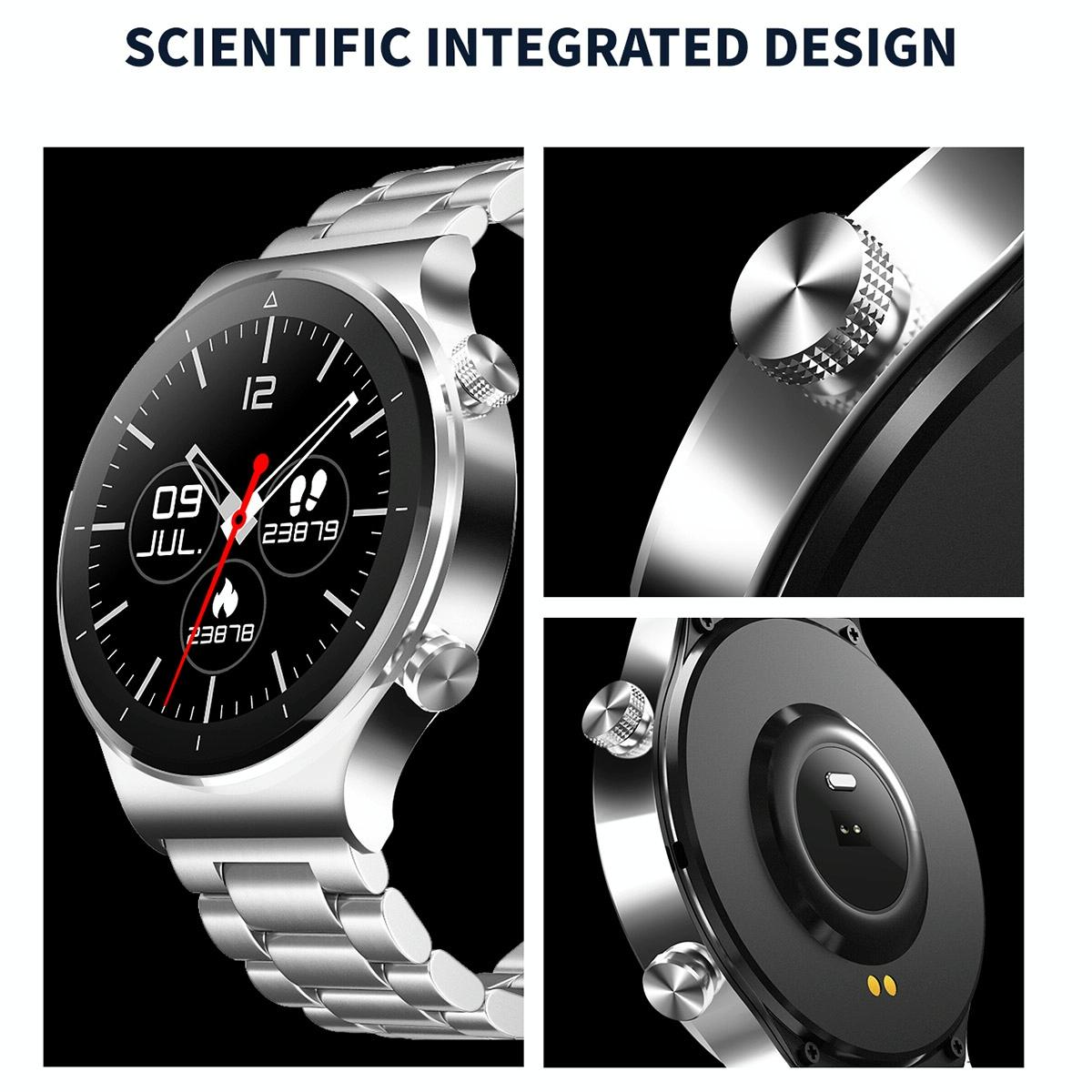 1.28 Inch Touch Colour Screen Smart Watch Black - Leather Black