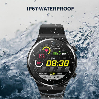 1.28 Inch Touch Colour Screen Smart Watch Black - Leather Black