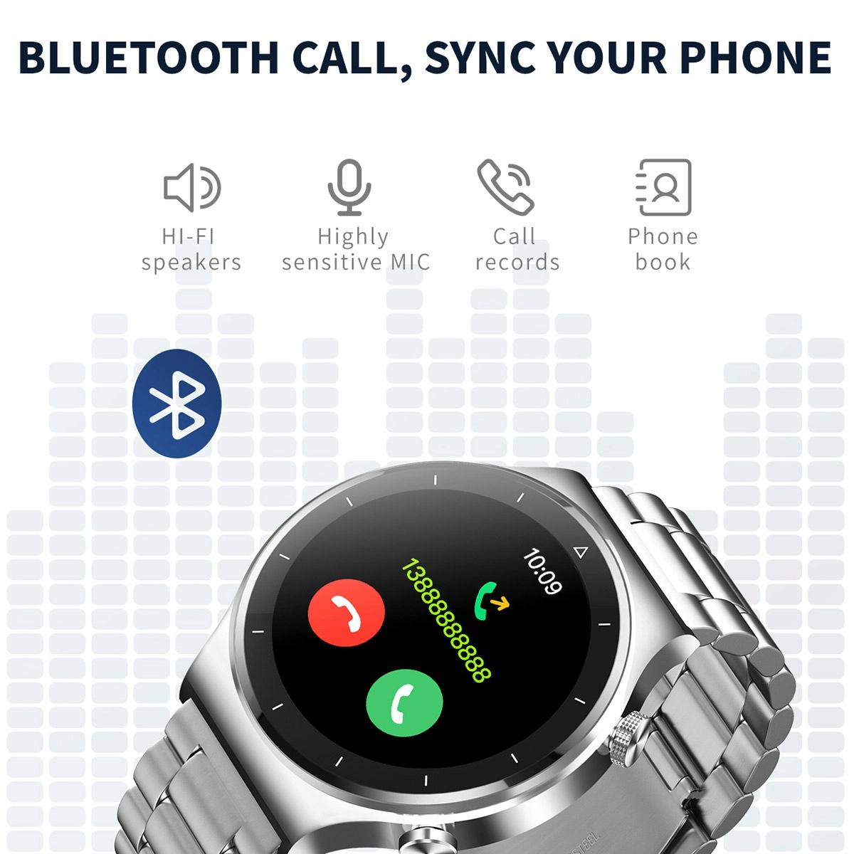 1.28 Inch Touch Colour Screen Smart Watch Black - Leather Black