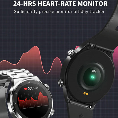 1.28 Inch Touch Colour Screen Smart Watch Black - Leather Black