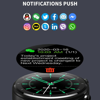 1.28 Inch Touch Colour Screen Smart Watch Black - Leather Black