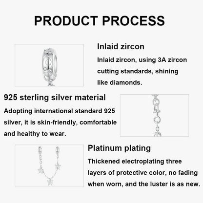 925 Sterling Silver Platinum Plated Butterfly Safety Chain Bracelet