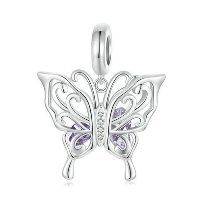 925 Sterling Silver Platinum Plated Butterfly Diy Beads