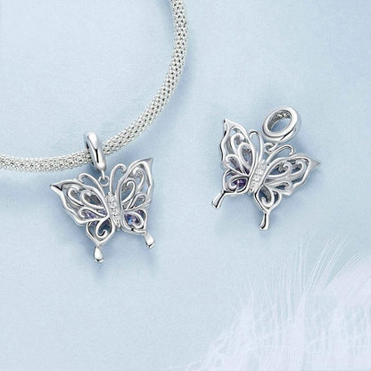 925 Sterling Silver Platinum Plated Butterfly Diy Beads