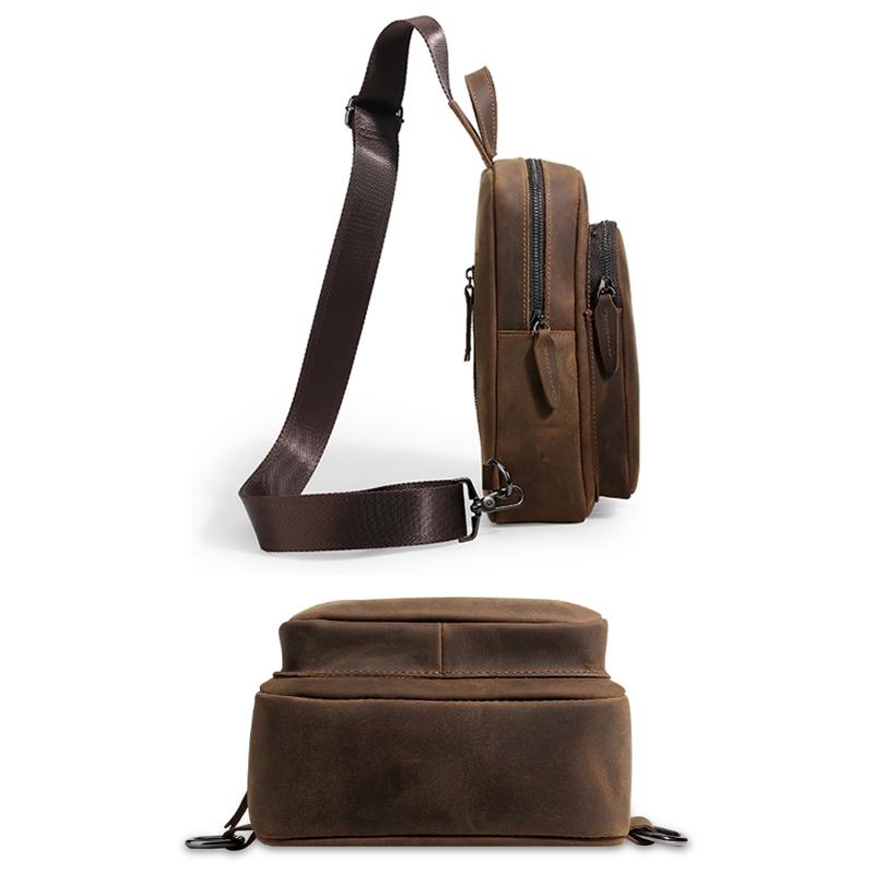 Vintage Leather Travel Messenger Bag Coffee