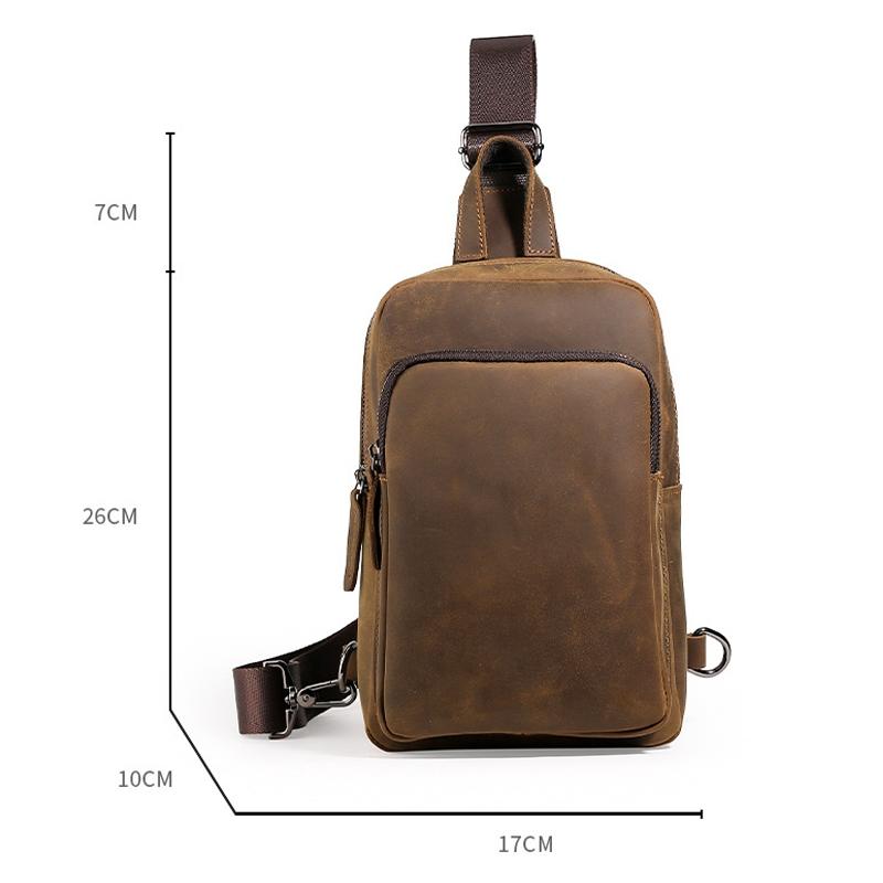 Vintage Leather Travel Messenger Bag Coffee