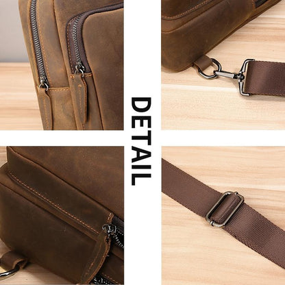 Vintage Leather Travel Messenger Bag Coffee