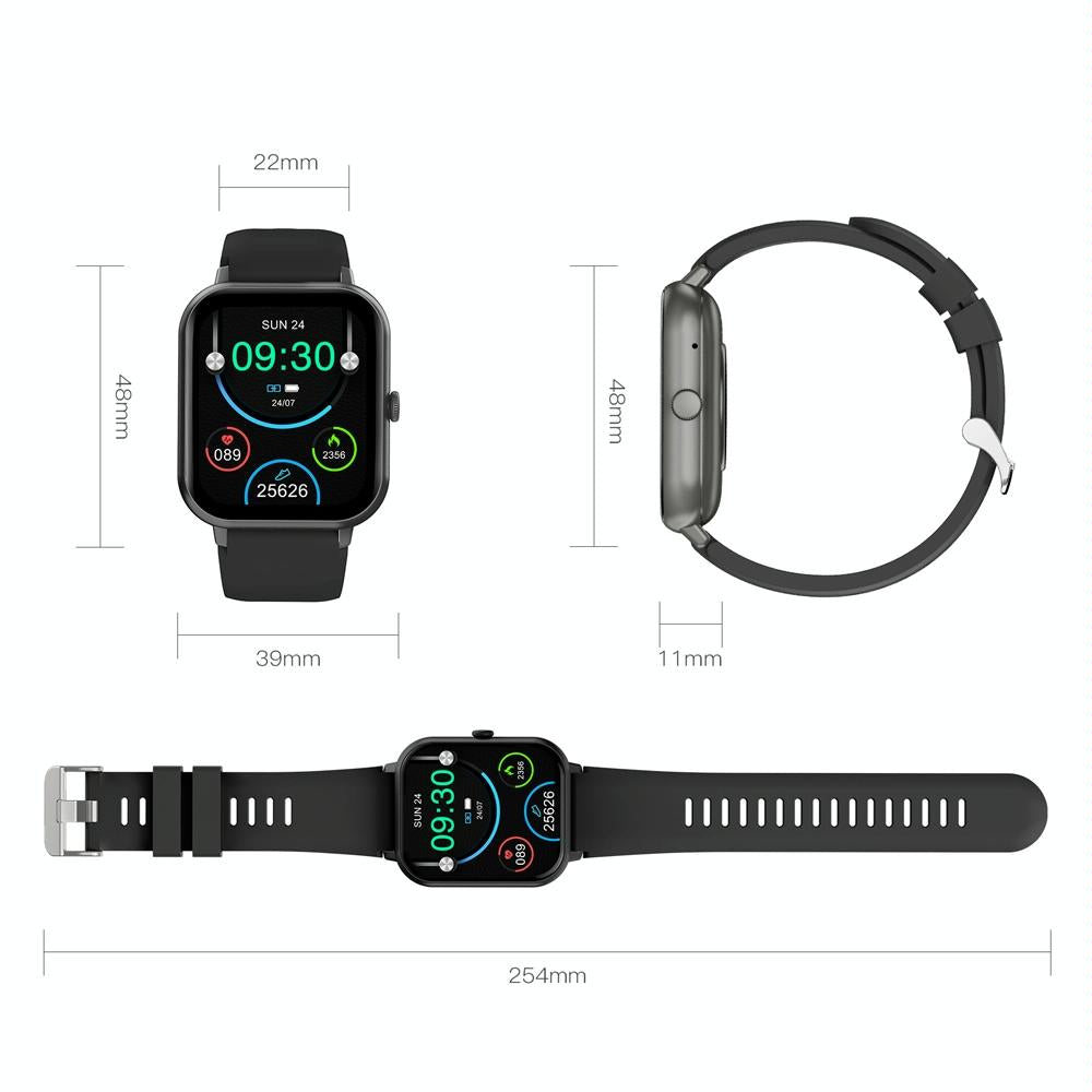 1.83 Inch Touch Screen Ai Voice Heart Rate / Blood Oxygen / Blood Pressure / Sleep Monitoring Bluetooth Smartwatch - Black