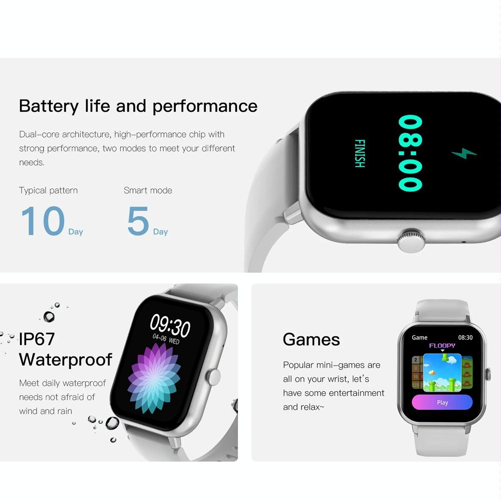 1.83 Inch Touch Screen Ai Voice Heart Rate / Blood Oxygen / Blood Pressure / Sleep Monitoring Bluetooth Smartwatch - Black