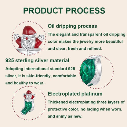 925 Sterling Silver Santa Bracelet Christmas Beads