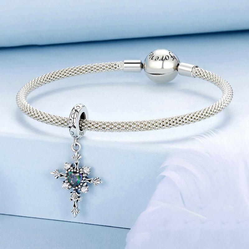 925 Sterling Silver Vintage Cross Love Pendant Beads