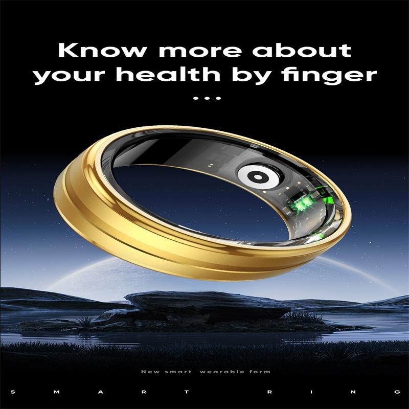 Smart Ring With Heart Rate Blood Oxygen & Sleep Monitoring - Size 10 - Black