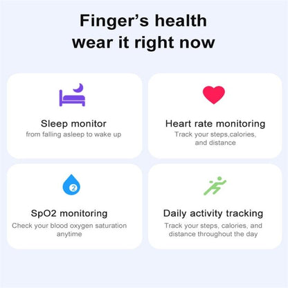 Smart Ring With Heart Rate Blood Oxygen & Sleep Monitoring - Size 10 - Black