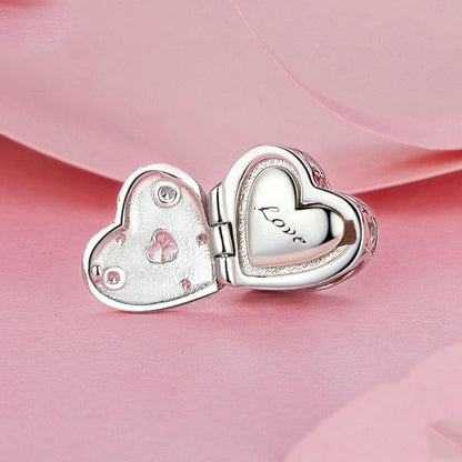 925 Sterling Silver Platinum Plated Love Beads For Diy Valentine'S Day