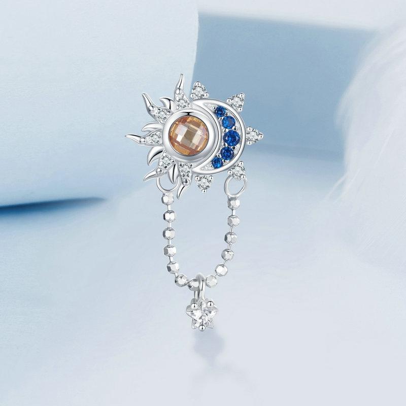 925 Sterling Silver Sun Moon Beaded Diy Pendant