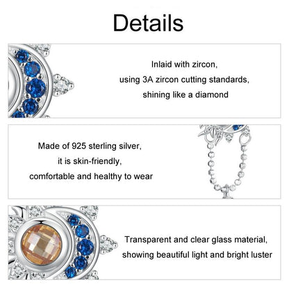 925 Sterling Silver Sun Moon Beaded Diy Pendant