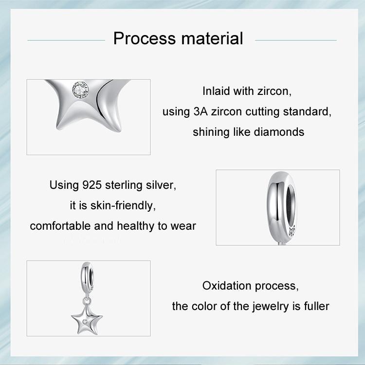 925 Sterling Silver Oxidized Star Bracelet With Beads