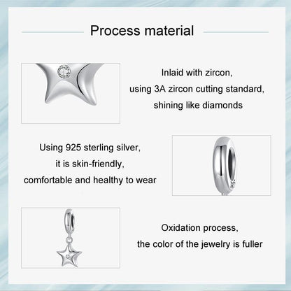 925 Sterling Silver Oxidized Star Bracelet With Beads