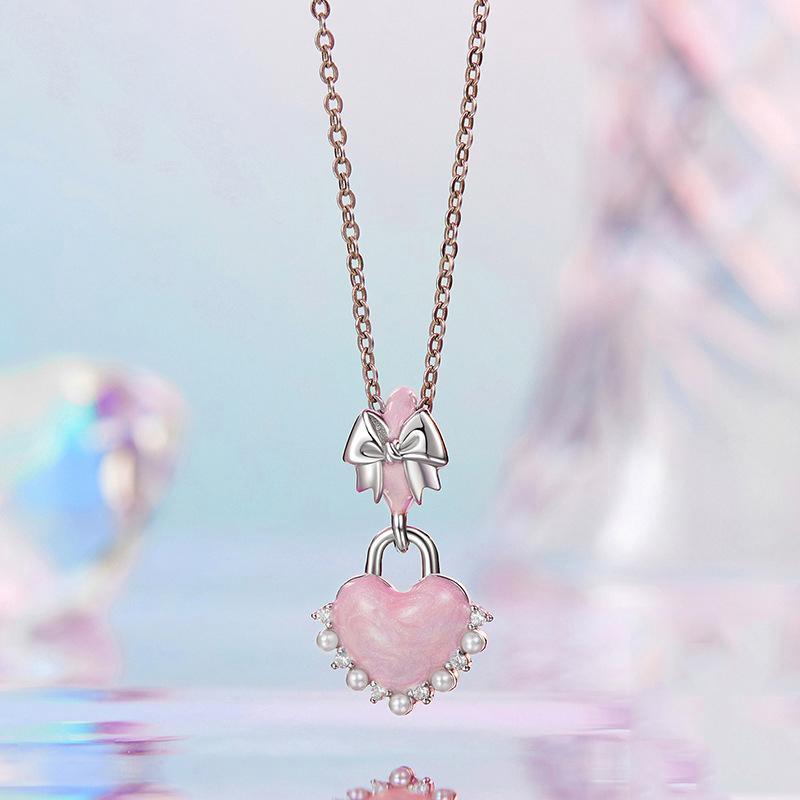 925 Sterling Silver Platinum Plated Bow Heart Pendant Beads