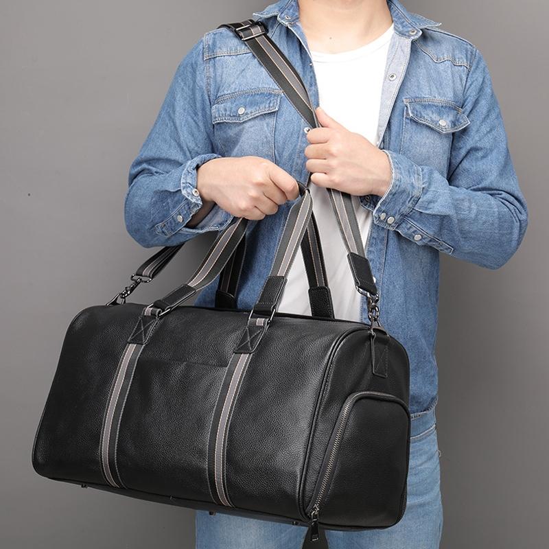 Multifunctional Leather Travel Bag - Large Capacity Single Shoulder - Black