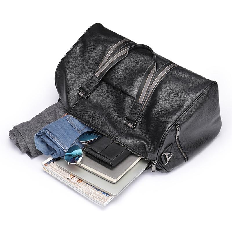 Multifunctional Leather Travel Bag - Large Capacity Single Shoulder - Black