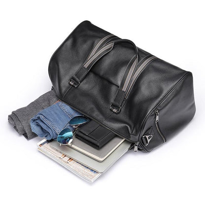 Multifunctional Leather Travel Bag - Large Capacity Single Shoulder - Black