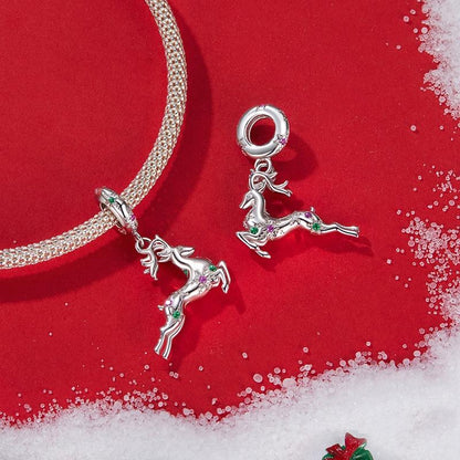925 Sterling Silver Christmas Elk Pendant Beads