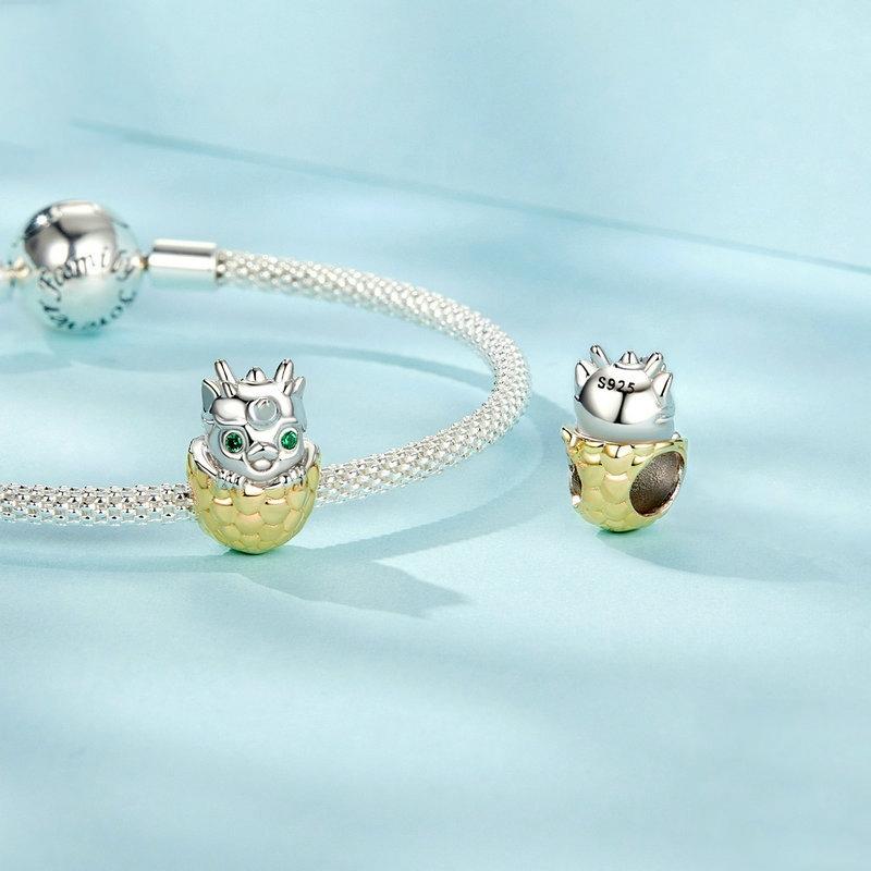 925 Sterling Silver Gold Plated Dragon Egg Beads