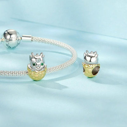 925 Sterling Silver Gold Plated Dragon Egg Beads