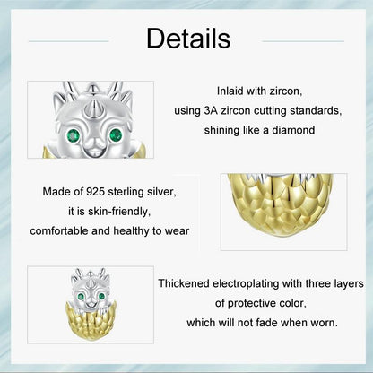 925 Sterling Silver Gold Plated Dragon Egg Beads