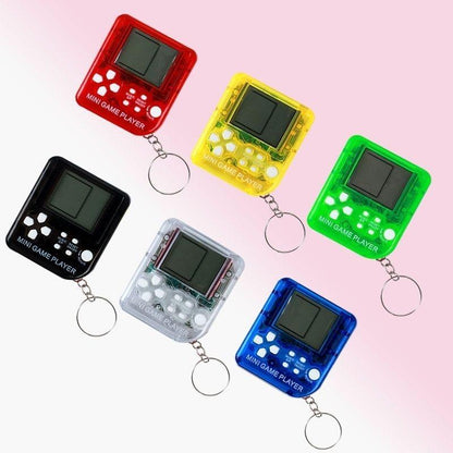 Mini Handheld Brick Game Console - 4 Pcs With Keychain Random Colour
