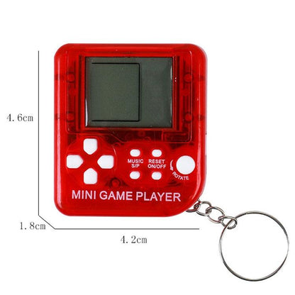 Mini Handheld Brick Game Console - 4 Pcs With Keychain Random Colour
