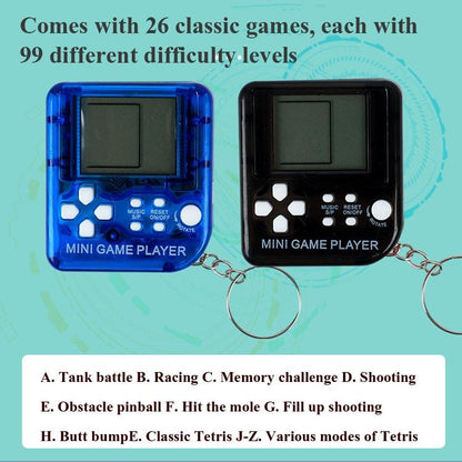 Mini Handheld Brick Game Console - 4 Pcs With Keychain Random Colour