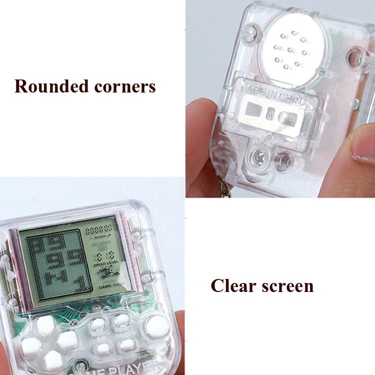 Mini Handheld Brick Game Console - 4 Pcs With Keychain Random Colour