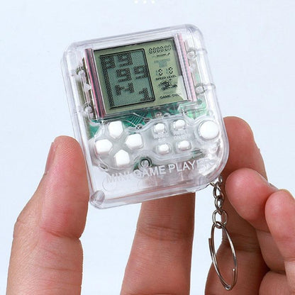 Mini Handheld Brick Game Console - 4 Pcs With Keychain Random Colour