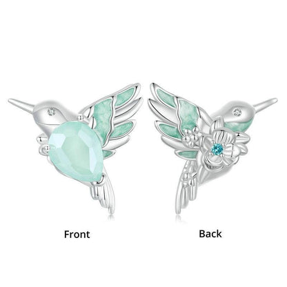 925 Sterling Silver Platinum Plated Hummingbird Flower Diy Beads