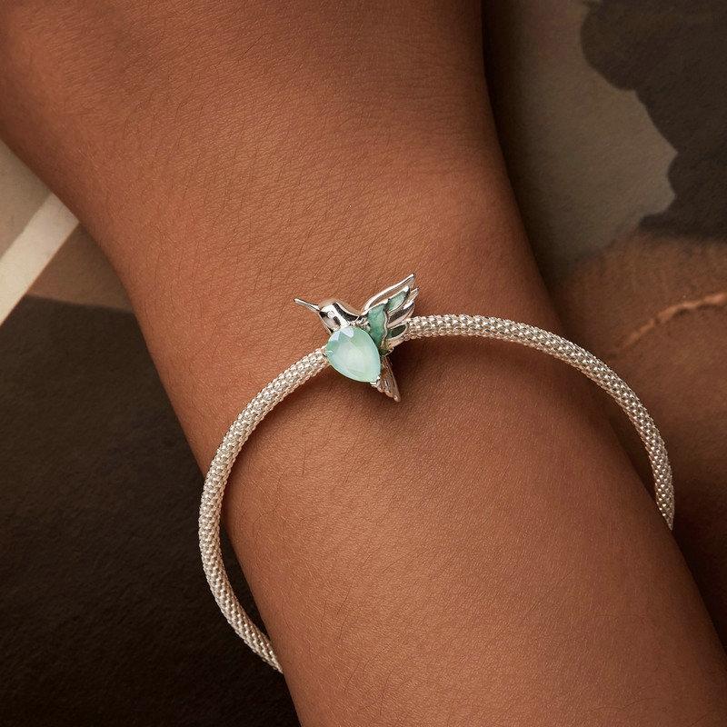 925 Sterling Silver Platinum Plated Hummingbird Flower Diy Beads