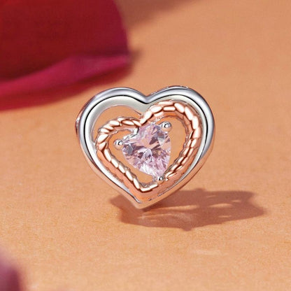 925 Sterling Silver Rose Gold Heart Hollow Diy Beads