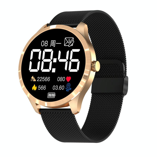 1.28 Inch Ips Colour Screen Ip67 Waterproof Smart Watch Support Blood Pressure Monitoring / Heart Rate Monitoring / Sleep Monitoring - Black Gold