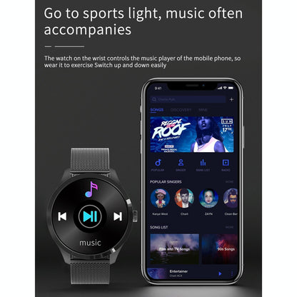1.28 Inch Ips Colour Screen Ip67 Waterproof Smart Watch Support Blood Pressure Monitoring / Heart Rate Monitoring / Sleep Monitoring - Black Gold