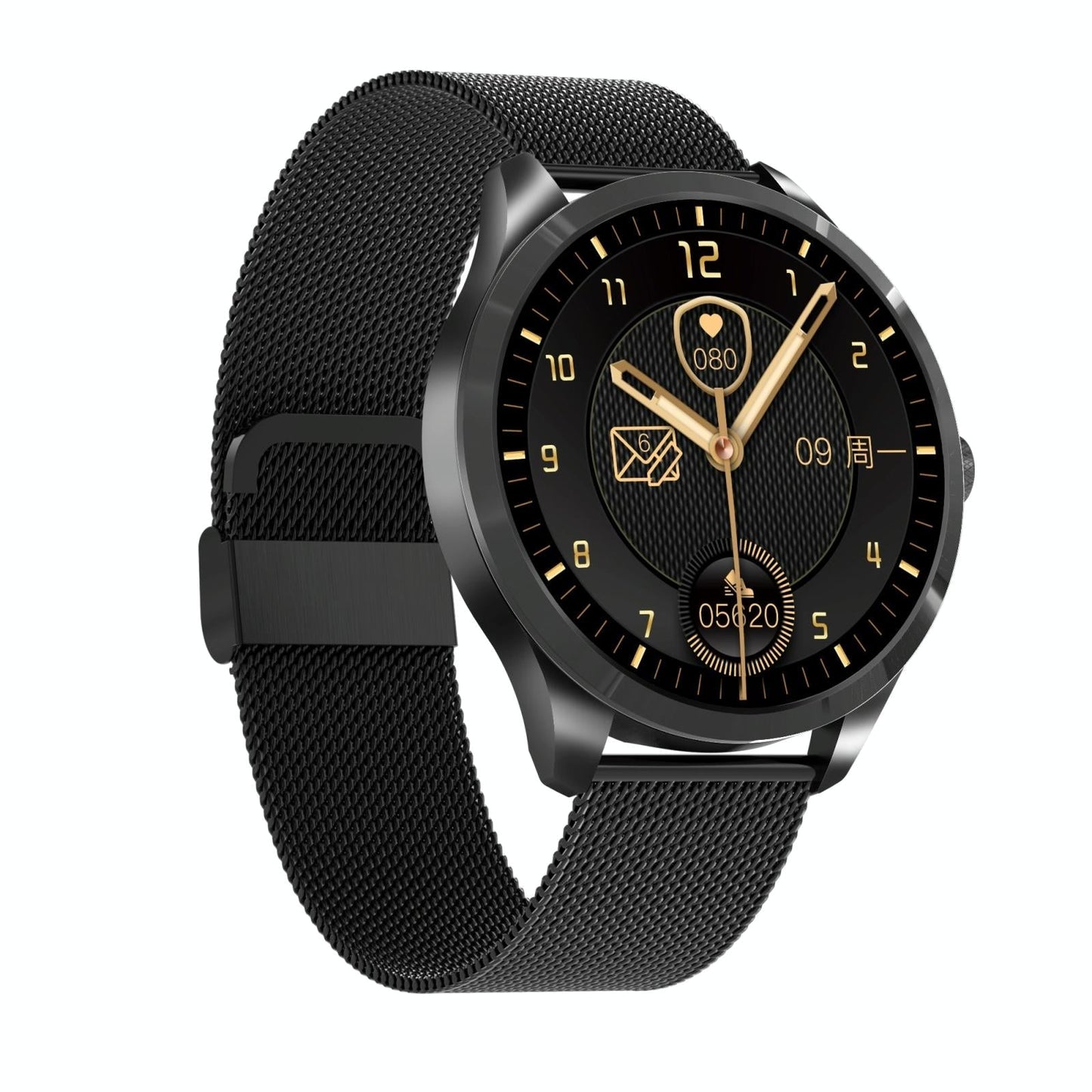 1.28 Inch Ips Colour Screen Ip67 Waterproof Smart Watch Support Blood Pressure Monitoring / Heart Rate Monitoring / Sleep Monitoring - Black Gold