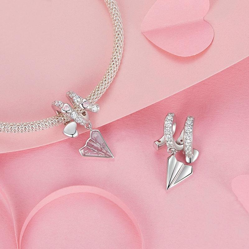 925 Sterling Silver Paper Airplane Love Letter Pendant