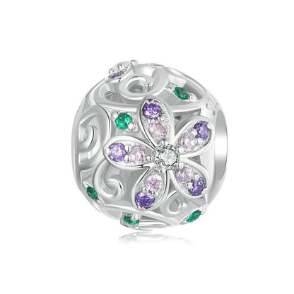 925 Sterling Silver Platinum Plated Hollow Flower Vine Diy Beads