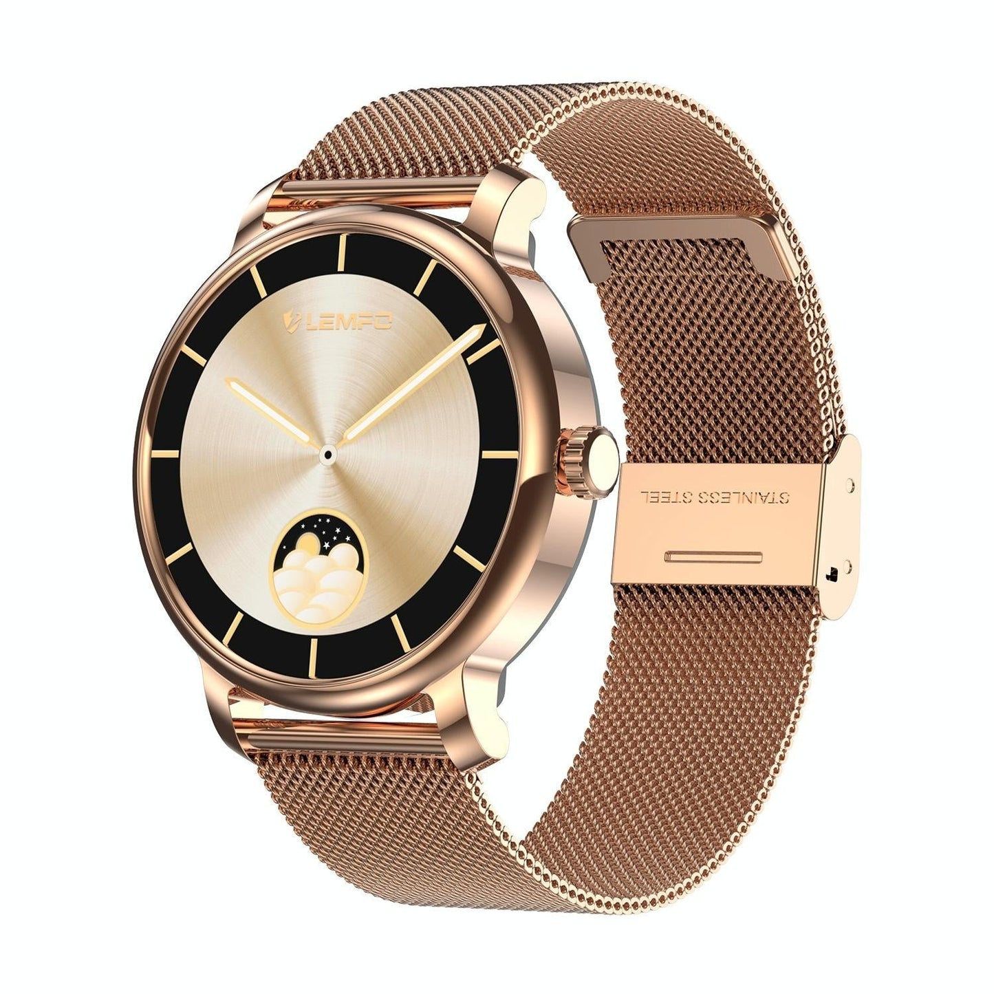 1.43 Inch Amoled Round Screen Steel Strap Smart Watch Supports Blood Oxygen Detection - Black